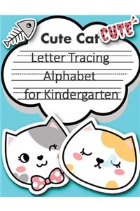 Cute Cat Trace Letters alphabet for kindergarten