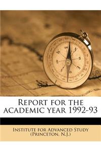 Report for the Academic Year 1992-93