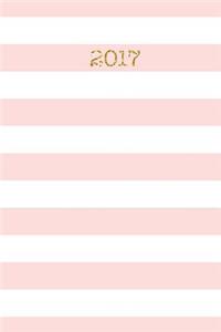 2017 Journal Blush Pink White Stripes