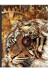 Steampunk Tiger Composition Notebook, Dotted Grid Paper