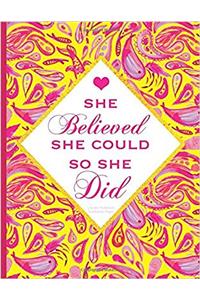 She Believed She Could So She Did - Unlined Notebook Pink and Yellow (Journals With Inspirational Quote Cover)