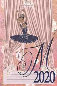 2020 Weekly Planner - Ballerina Princess Monogram Initial Letter 