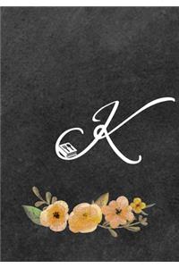 Initial Monogram Letter K on Chalkboard