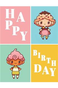 Happy Birthday: Large Print Discreet Internet Website Password Organizer, Cute Kawaii Themed Birthday Gifts for Girls, Kids, Teens, Women, Wife, Girlfriend, Sister, Mom, Grandma, Seniors, Best Friend, Co-Worker, Book Size 8 1/2 X 11