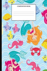 Mermaid Composition Book: Mermaid Composition Notebook. 132 Pages Wide Ruled 7.5x9.25