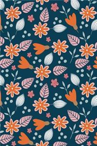 Bullet Journal Notebook Orange Leafy Pattern