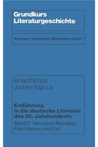 Einführung in Die Deutsche Literatur Des 20. Jahrhunderts