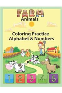 Farm Animals Coloring Practice Alphabet & Numbers