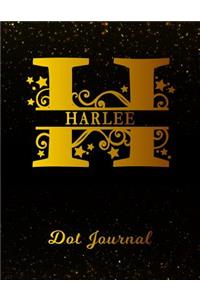 Harlee Dot Journal: Letter H Personalized First Name Personal Dotted Bullet Grid Writing Notebook Black Gold Glittery Space Effect Cover Daily Diaries for Journalists &