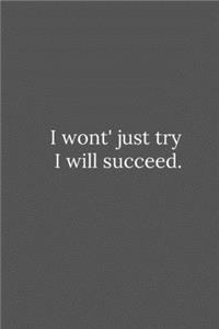 I wont' just try I will succeed.