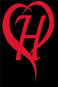Monogram Initial Letter H Adorable Heart Red and Black