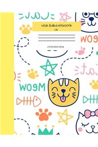 Wide Ruled Notebook Cat Composition Book