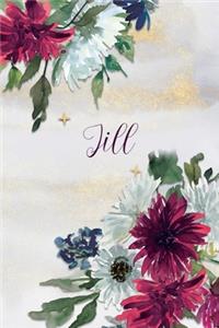 Jill: Personalized Journal Gift Idea for Women (Burgundy and White Mums)