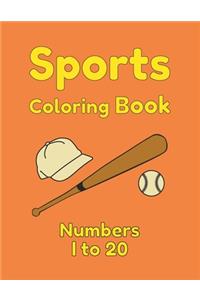 Sports Coloring Book Numbers 1 to 20