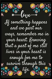 If something happens and we part our ways, remember me in your heart. Knowing that a part of me still lives in your heart is enough for me to survive through this life.