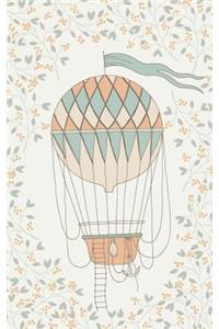 Melon Hot Air Balloon & Basket - Lined Notebook with Margins - 5x8