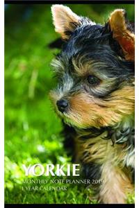 Yorkie Monthly Note Planner 2019 1 Year Calendar