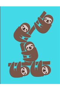 Smiling Sloths Hanging On Tree Notebook Journal 150 Page College Ruled Pages 8.5 X 11