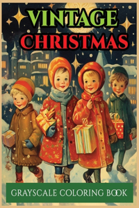vintage Christmas grayscale coloring book