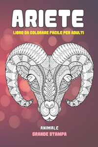 Libro da colorare facile per adulti - Grande stampa - Animale - Ariete