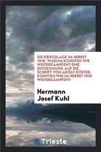 Die Kriegslage Im Herbst 1918