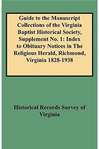 Guide to the Manuscript Collections of the Virginia Baptist Historical Society, Supplement No. 1