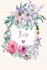 Kari: Floral Personalized Lined Journal with Inspirational Quotes