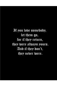 If you love somebody, let them go, for if they return, they were always yours. And if they don't, they never were