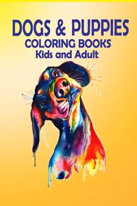 Dogs & puppies coloring books kids and adult
