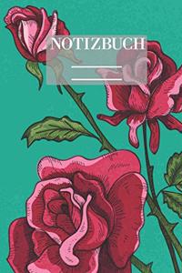 Notizbuch Garten Muster Pattern Pflanzen Blumen Pflanze Flower Blüte Rose Rot Grün Hobby