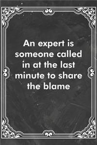 An expert is someone called in at the last minute to share the blame