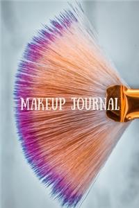 Makeup Journal: Cosmetic Notebook For Makeup Artist With Blank Facial Chart And Prompts To Create Facial Designs - Pretty Makeup Brush