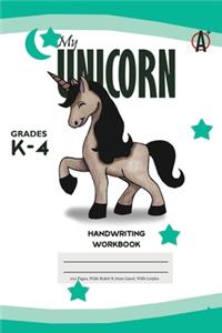 My Unicorn Primary Handwriting k-4 Workbook, 51 Sheets, 6 x 9 Inch Royal Blue Cover