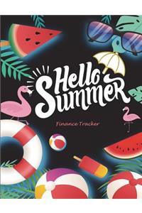 Hello Summer: Finance Tracker: Daily Expense Tracker Large Print 8.5" x 11" Money Spending Journal, Personal Expense Tracker