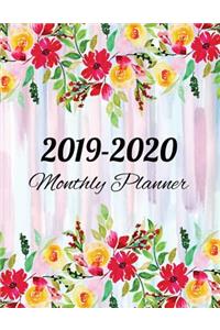 2019-2020 Monthly Planner: 2019-2020 Yearly Planner and 24 Months Calendar Planner with Journal Page - Floral Design