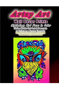 Artsy Art Wall Decor Prints Mythology Bird Faces in Color Divine Books Cut Out & Decorate or Collect as a Forever Keepsake 20 One Sided Artistic Creative Handmade Color Drawings Collectible Books by Artist Grace Divine
