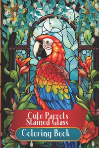 Cute Parrots in Stained Glass Colring Book
