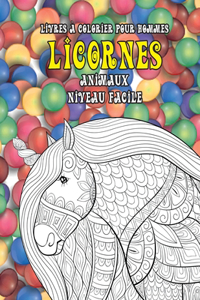 Livres à colorier pour hommes - Niveau facile - Animaux - Licornes