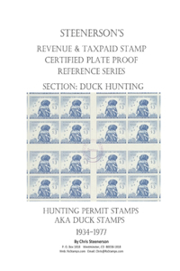 Steenerson's Revenue & Taxpaid Stamp Certified Plate Proof Reference Series - Federal Duck Hunting Permit Stamps