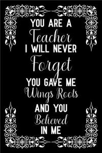 You are a teacher i will never forget you gave me wings roots and you believed in me