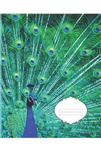 Blue Peacock School Composition Notebook Journal