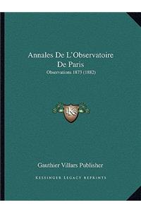 Annales De L'Observatoire De Paris