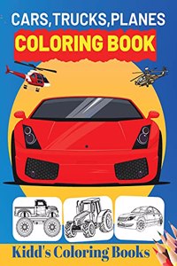 Cars, Trucks, Planes Coloring Book