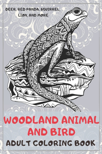 Woodland Animal and Bird - Adult Coloring Book - Deer, Red panda, Squirrel, Lion, and more