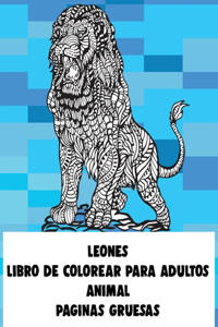 Libro de colorear para adultos - Páginas gruesas - Animal - Leones