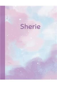 Sherie: Personalized Composition Notebook - College Ruled (Lined) Exercise Book for School Notes, Assignments, Homework, Essay Writing. Purple Pink Blue Cov