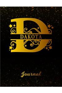 Dakota Journal: Letter D Personalized First Name Personal Writing Diary Black Gold Glittery Space Effect Cover Daily Diaries for Journalists & Writers Note Taking W