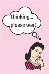 Thinking Please Wait Blank Lined Notebook Journal