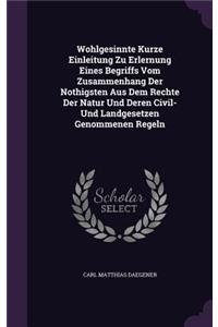 Wohlgesinnte Kurze Einleitung Zu Erlernung Eines Begriffs Vom Zusammenhang Der Nothigsten Aus Dem Rechte Der Natur Und Deren Civil- Und Landgesetzen Genommenen Regeln