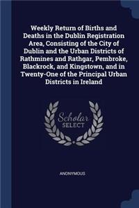 Weekly Return of Births and Deaths in the Dublin Registration Area, Consisting of the City of Dublin and the Urban Districts of Rathmines and Rathgar, Pembroke, Blackrock, and Kingstown, and in Twenty-One of the Principal Urban Districts in Ireland